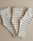 Organic Rib Leggings - Blue Striped
