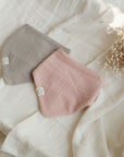 Organic Muslin Bibs - Dusty Rose/Caramel
