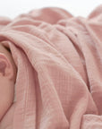 Organic Muslin Swaddle - Dusty Rose - 120x120cm