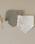 Organic Muslin Bibs - Khaki/Sand