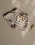Organic Terry Shorts - Latte Striped