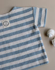 Organic Terry Shirt - Blue Striped