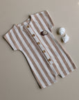 Organic Terry Onesie - Latte Striped