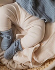 Organic Knit Booties - Dusty Blue