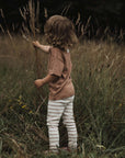 Organic Rib Leggings - Caramel Striped