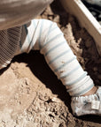 Organic Rib Leggings - Blue Striped