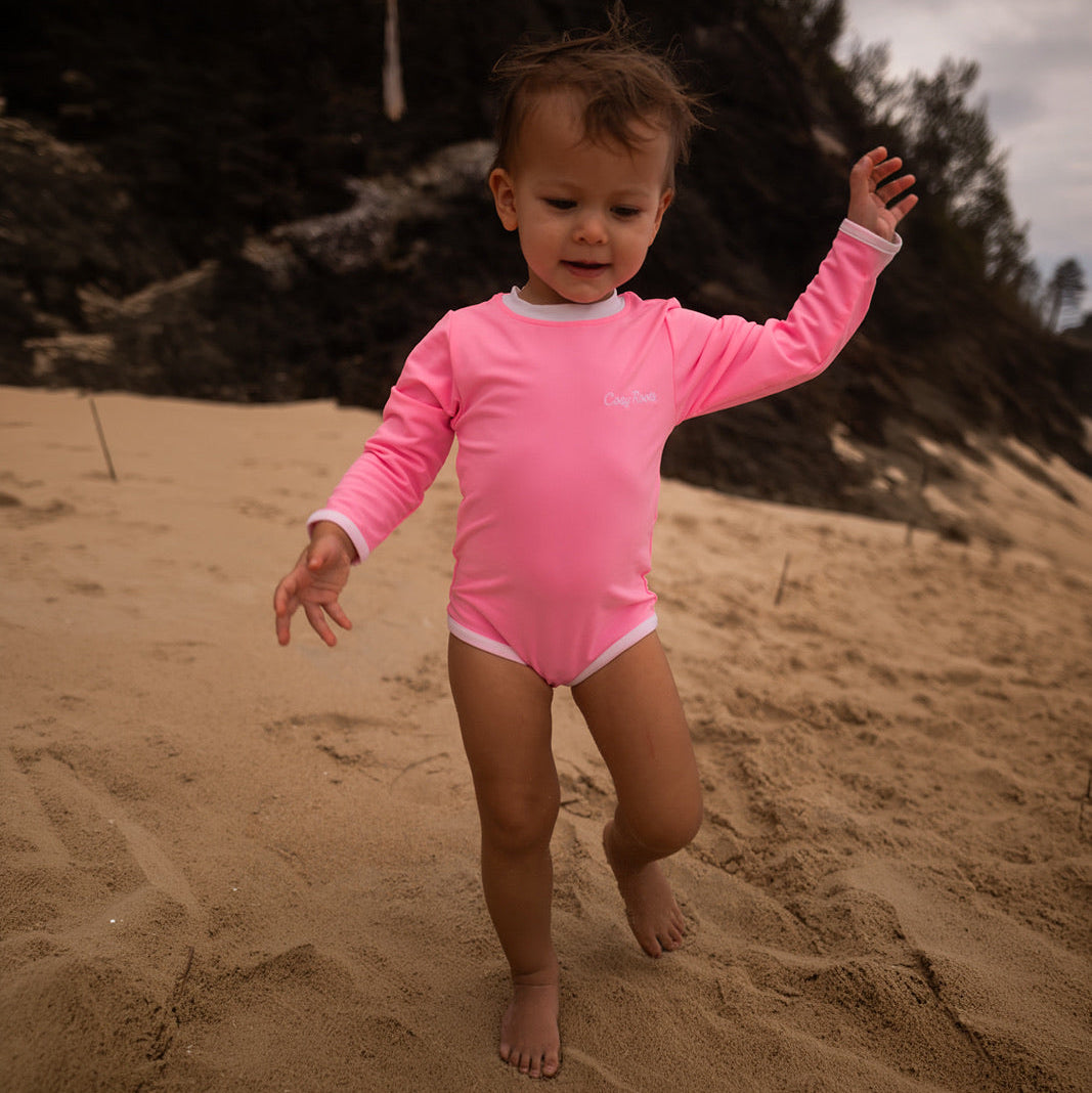 Sustainable UV Longsleeved Bathing Suit - Bright Pink (UV STANDARD 801)