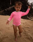 Sustainable UV Longsleeved Bathing Suit - Bright Pink (UV STANDARD 801)
