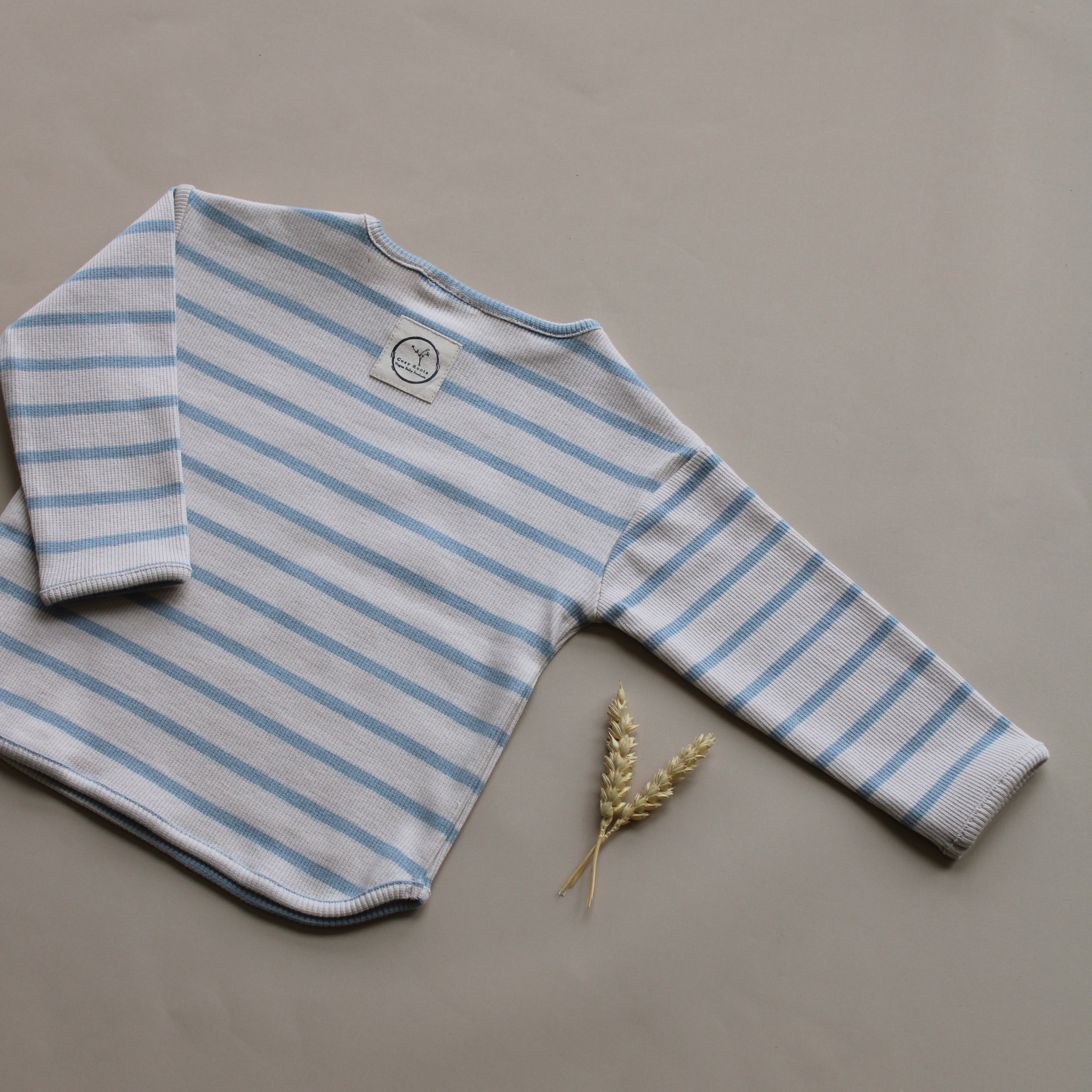 Organic Rib Sweatshirt - Blue Striped