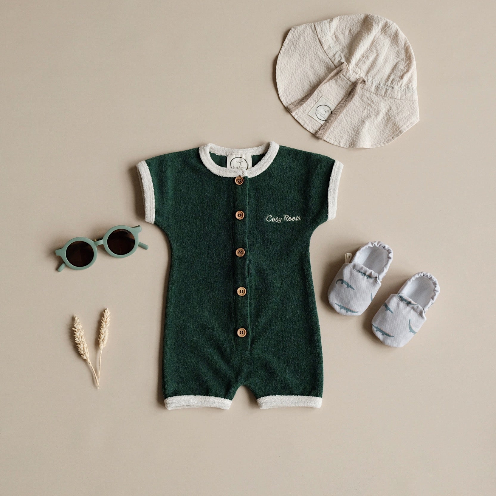 Organic Terry Onesie - Vintage Green