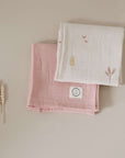 Organic Muslin Swaddle Set - Wildflowers/Dusty Rose