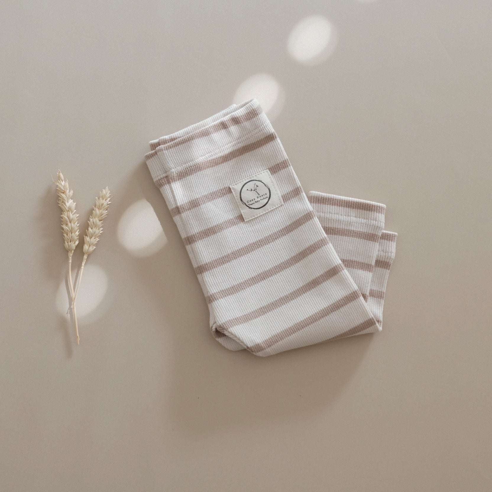 Organic Rib Leggings - Caramel Striped
