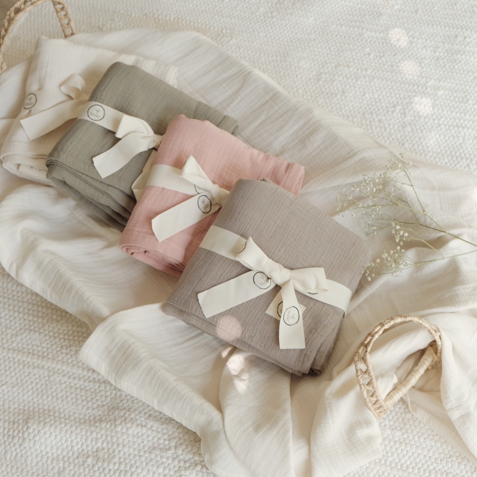 Organic Muslin Swaddle - Dusty Rose - 120x120cm