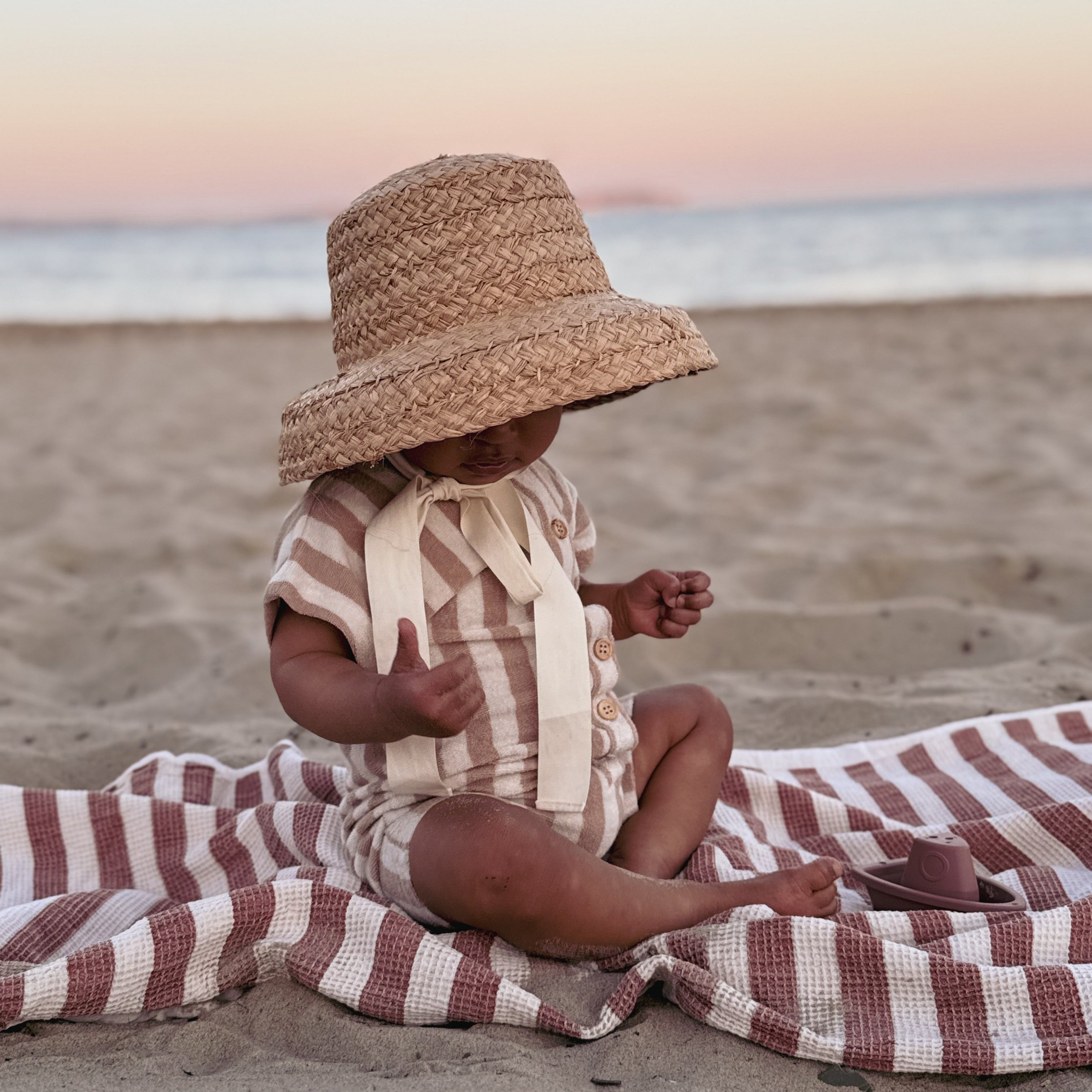Organic Terry Onesie - Latte Striped