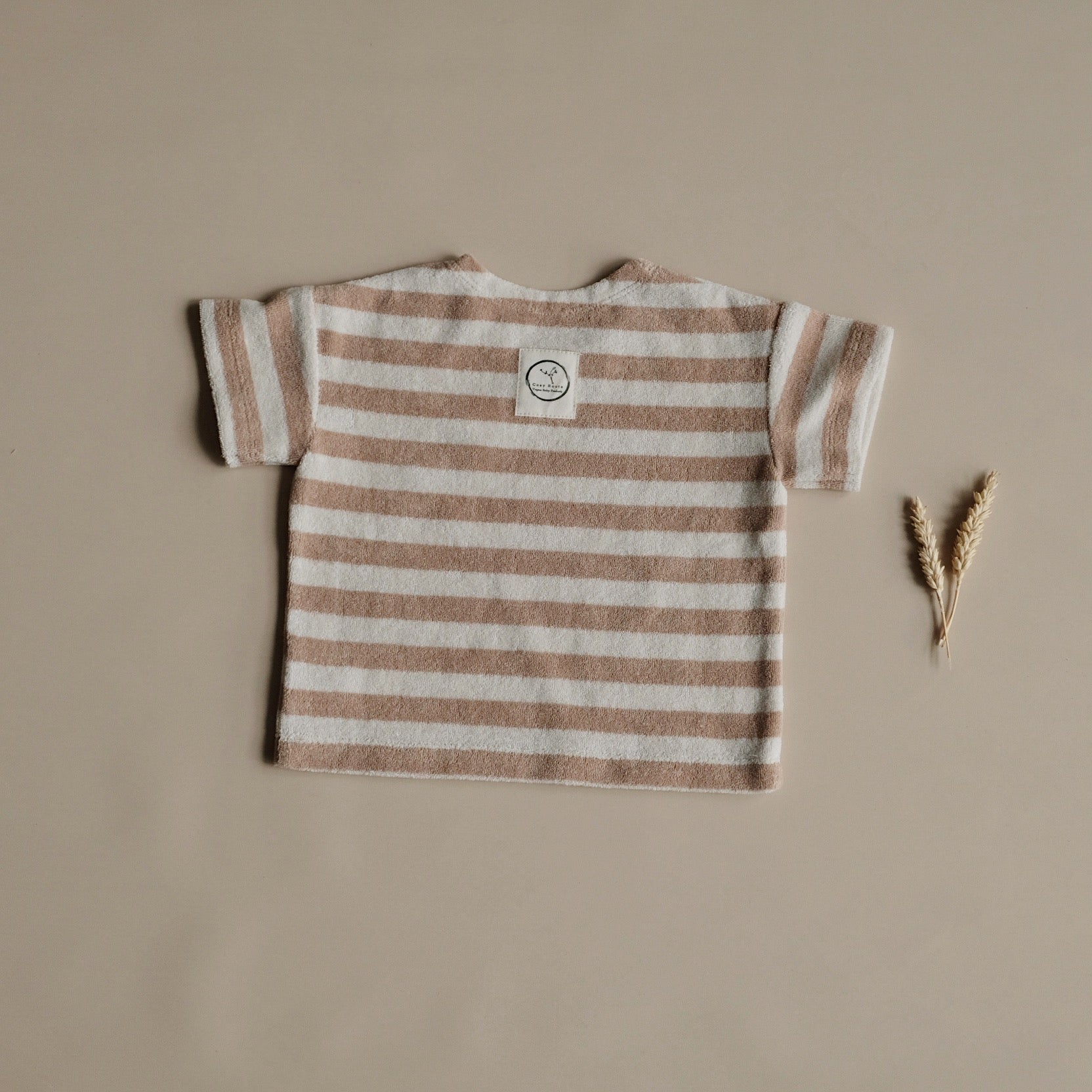 Organic Terry Shirt - Latte Striped