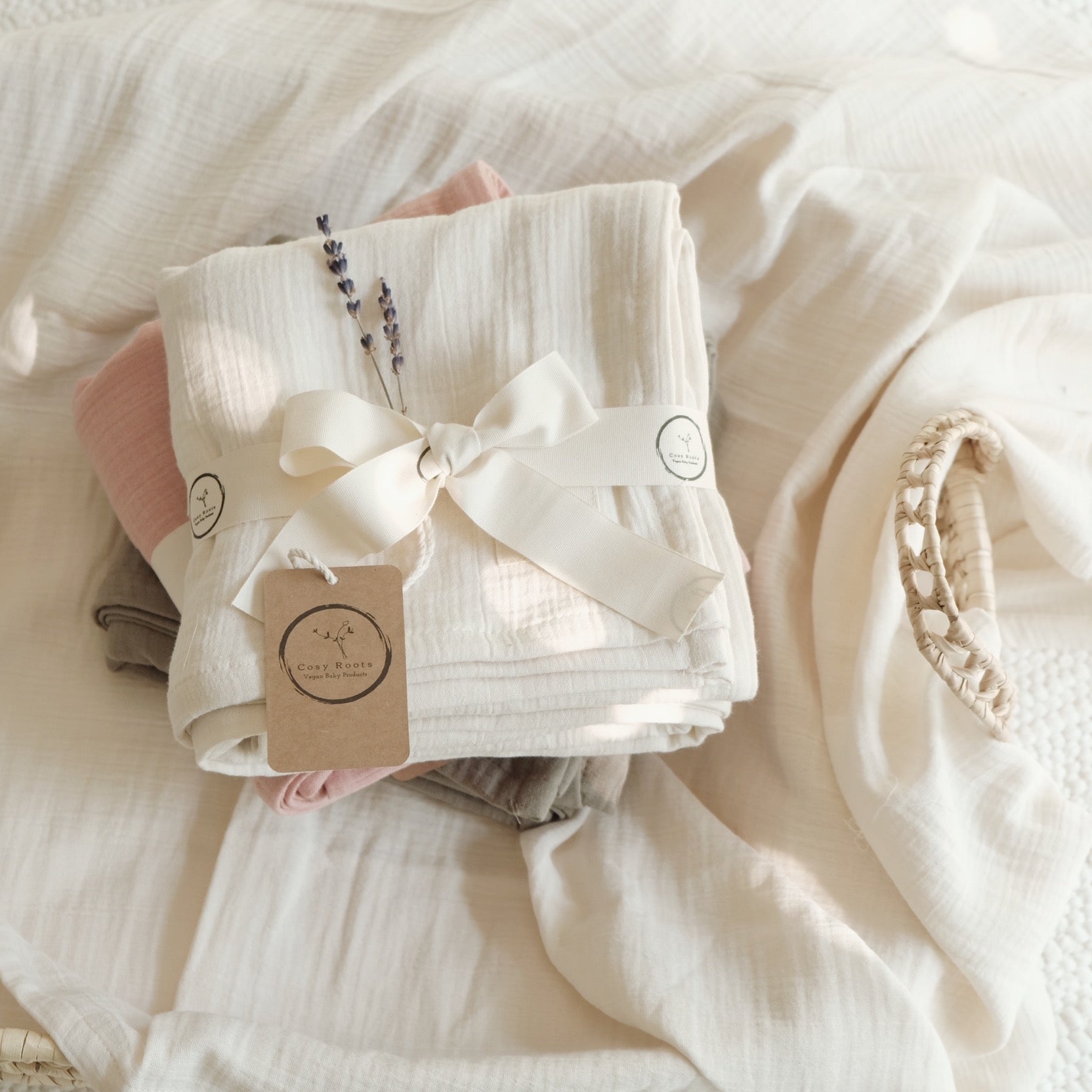 Organic Muslin Swaddle - Sand - 120x120cm