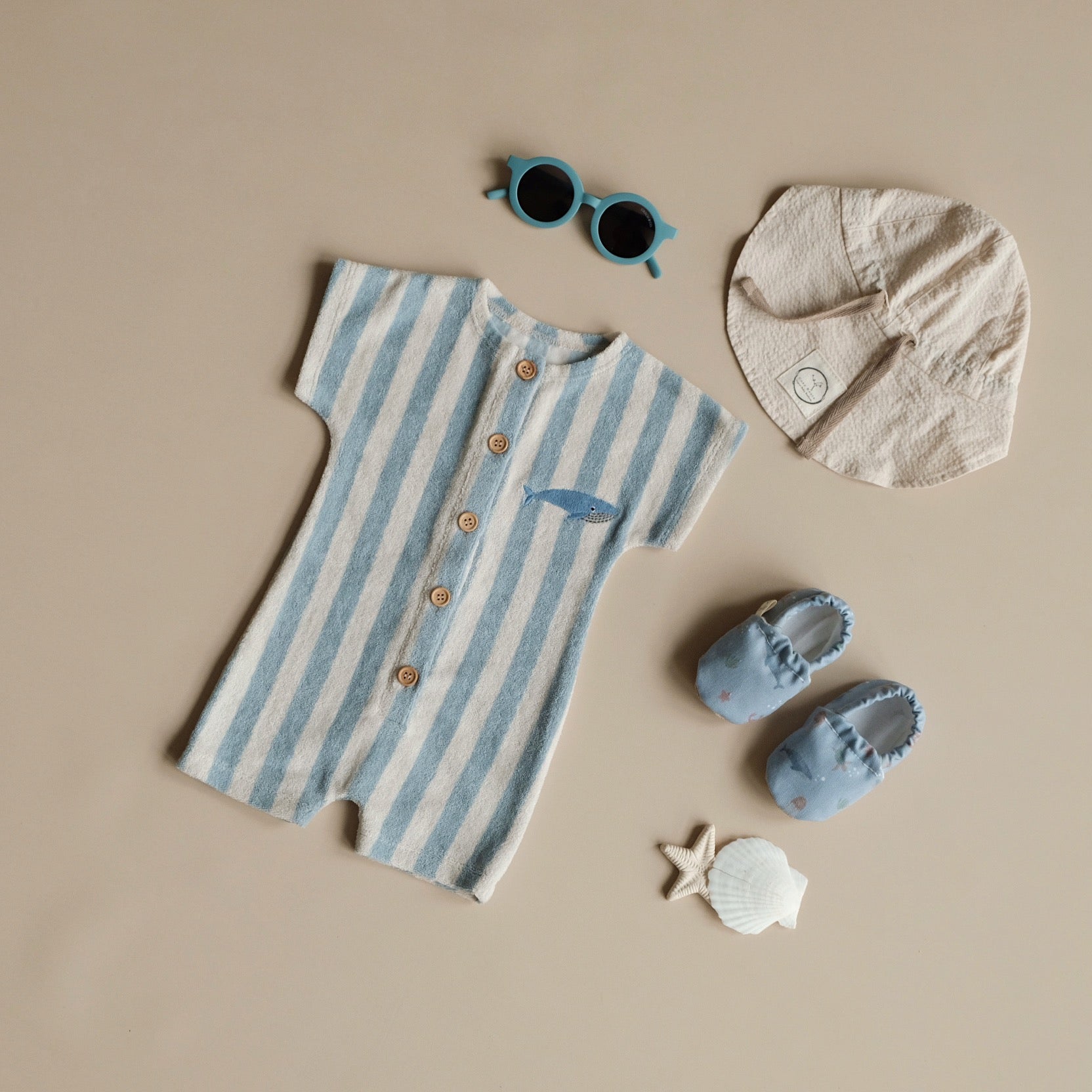Organic Terry Onesie - Blue Striped