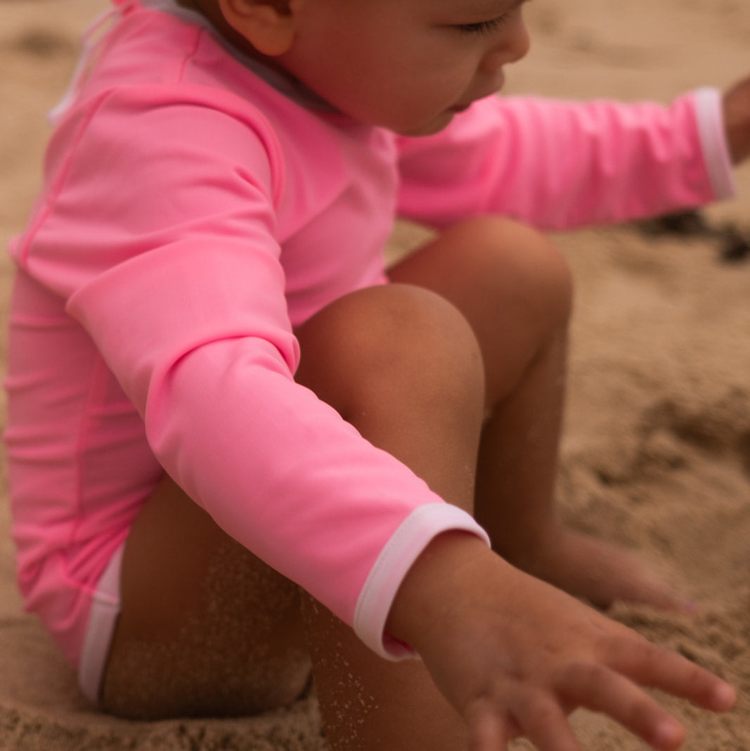 Sustainable UV Longsleeved Bathing Suit - Bright Pink (UV STANDARD 801)