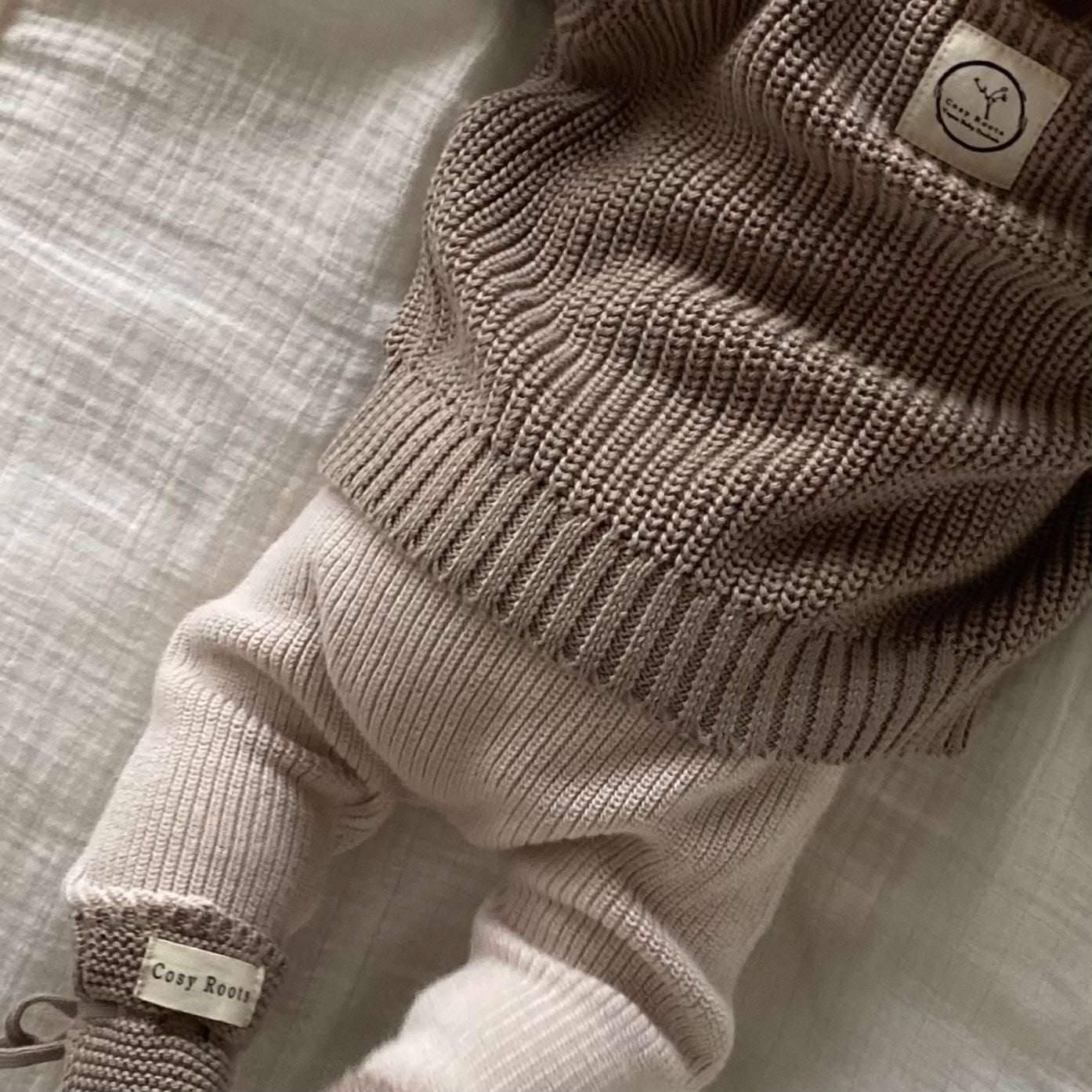 Organic Knit Booties - Caramel