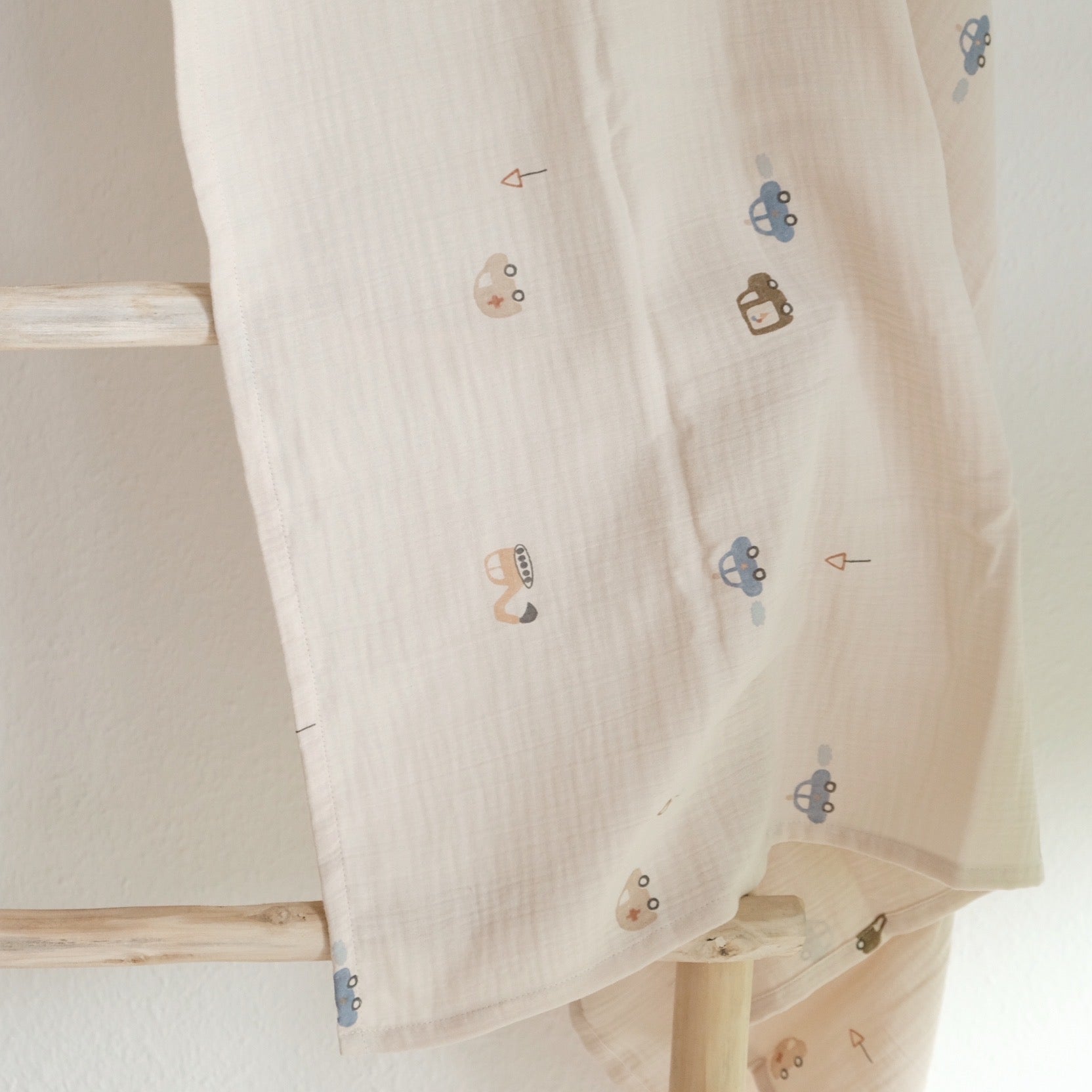 Organic Muslin Swaddle Set - Little Driver/Caramel