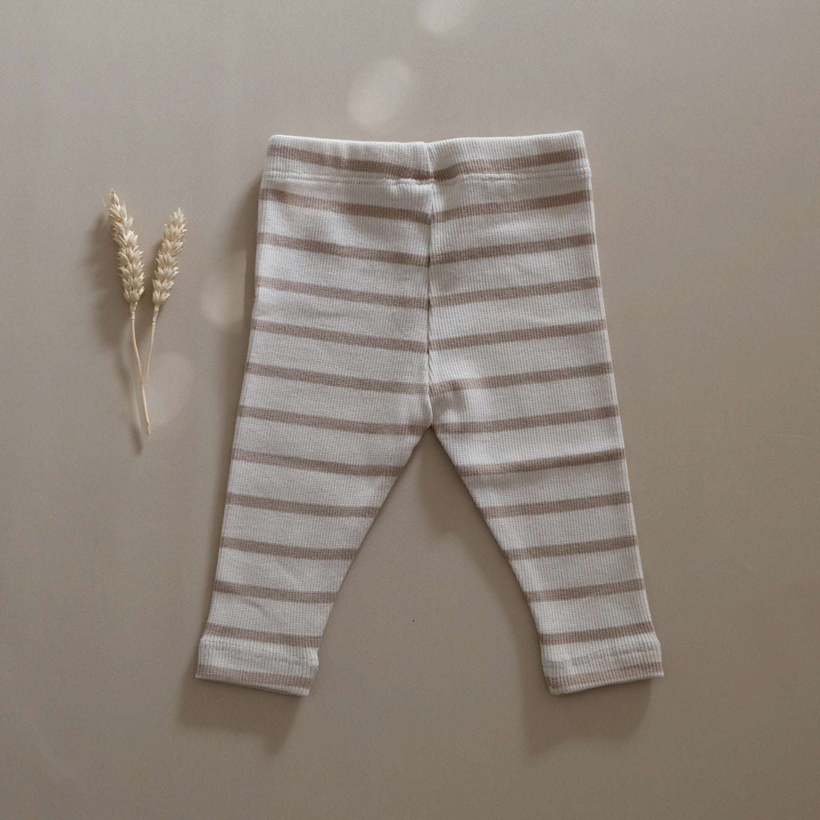 Organic Rib Leggings - Caramel Striped