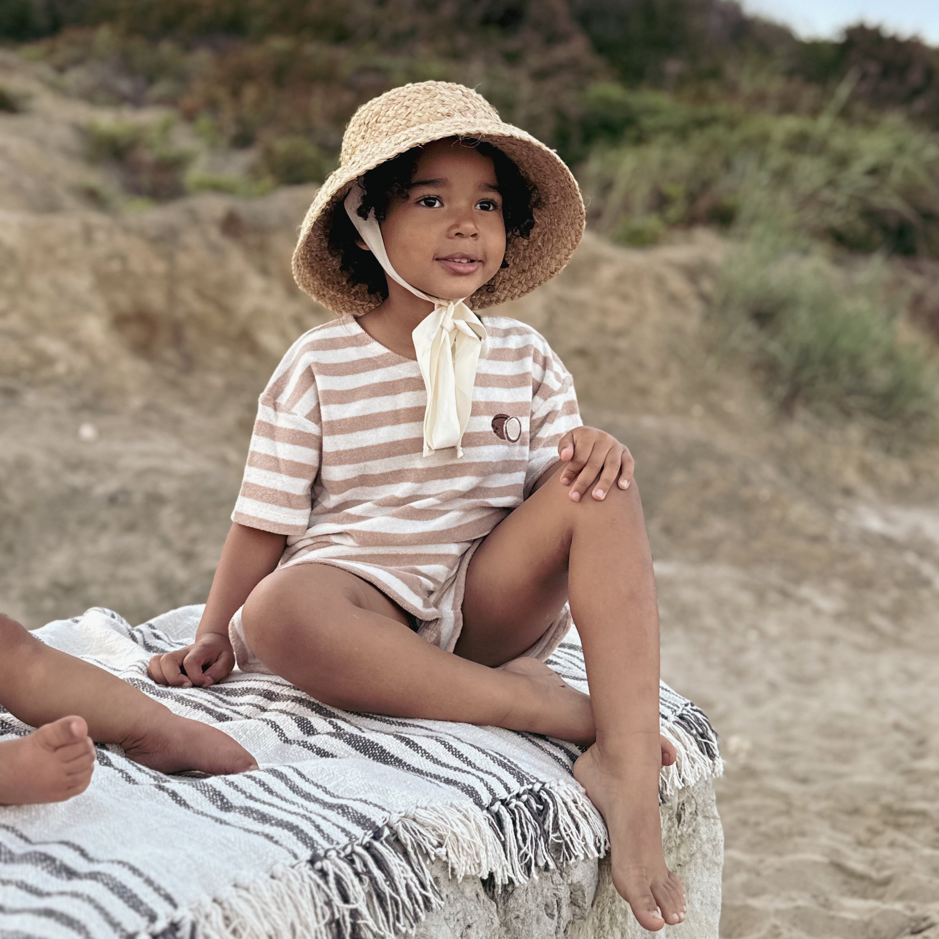 Organic Terry Shirt - Latte Striped