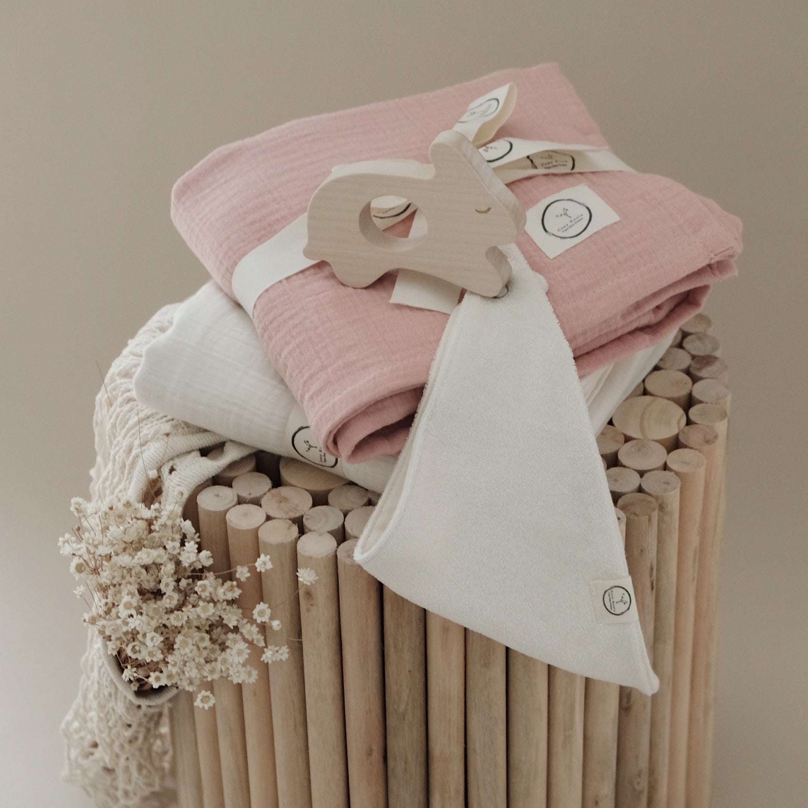 Organic Muslin Swaddle - Dusty Rose - 120x120cm