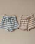 Organic Terry Shorts - Latte Striped