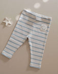 Organic Rib Leggings - Blue Striped