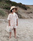 Organic Terry Shorts - Latte Striped