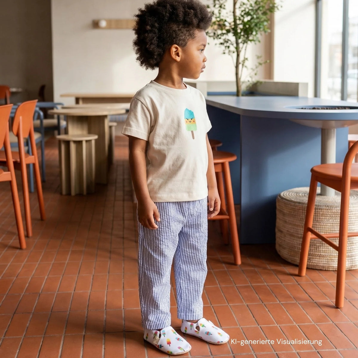 Organic Leggings - Blue Striped