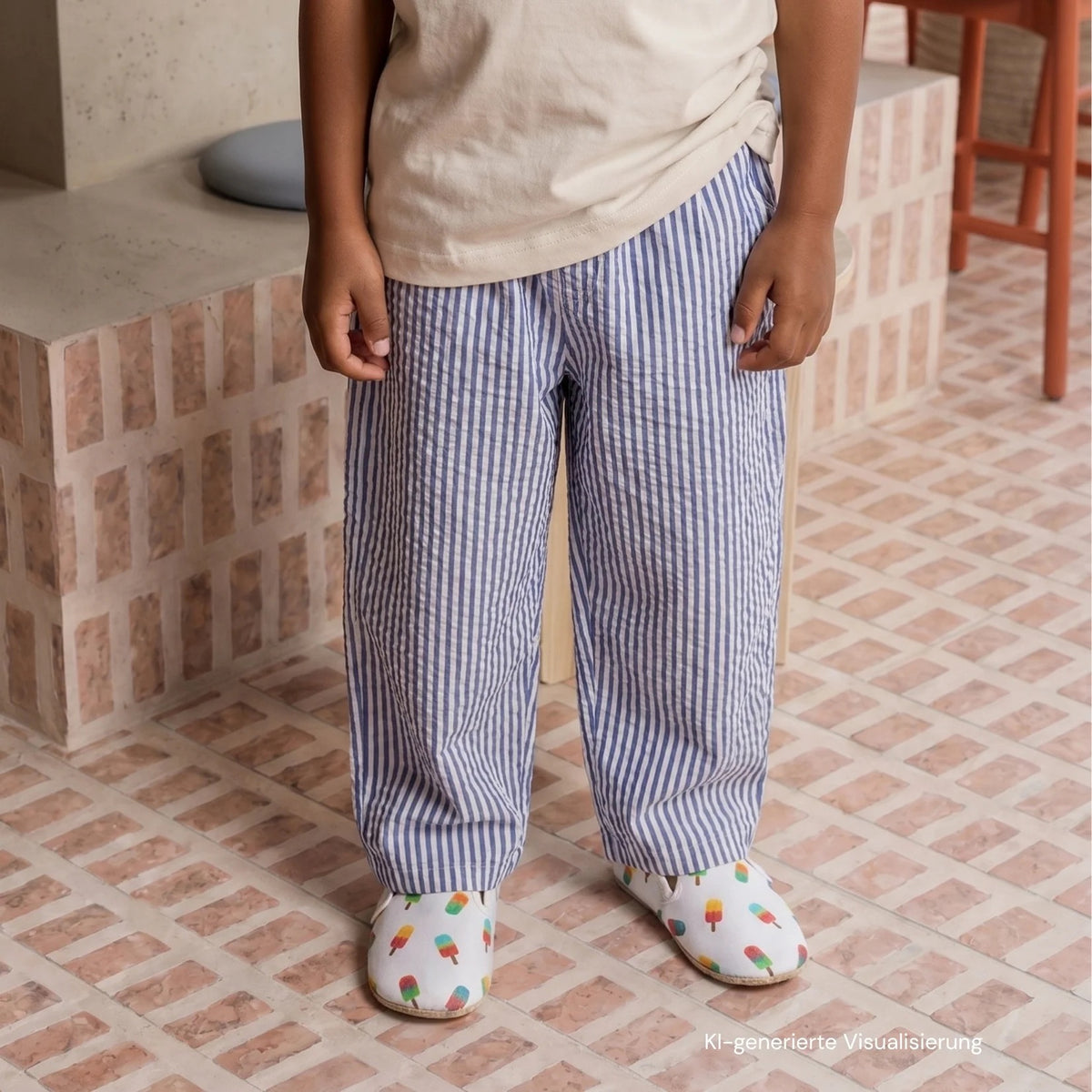 Organic Leggings - Blue Striped