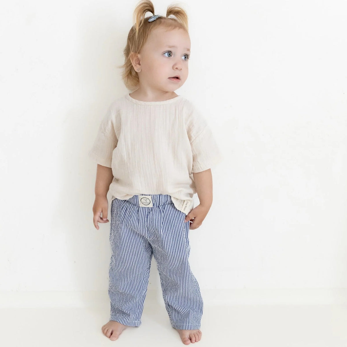 Organic Leggings - Blue Striped