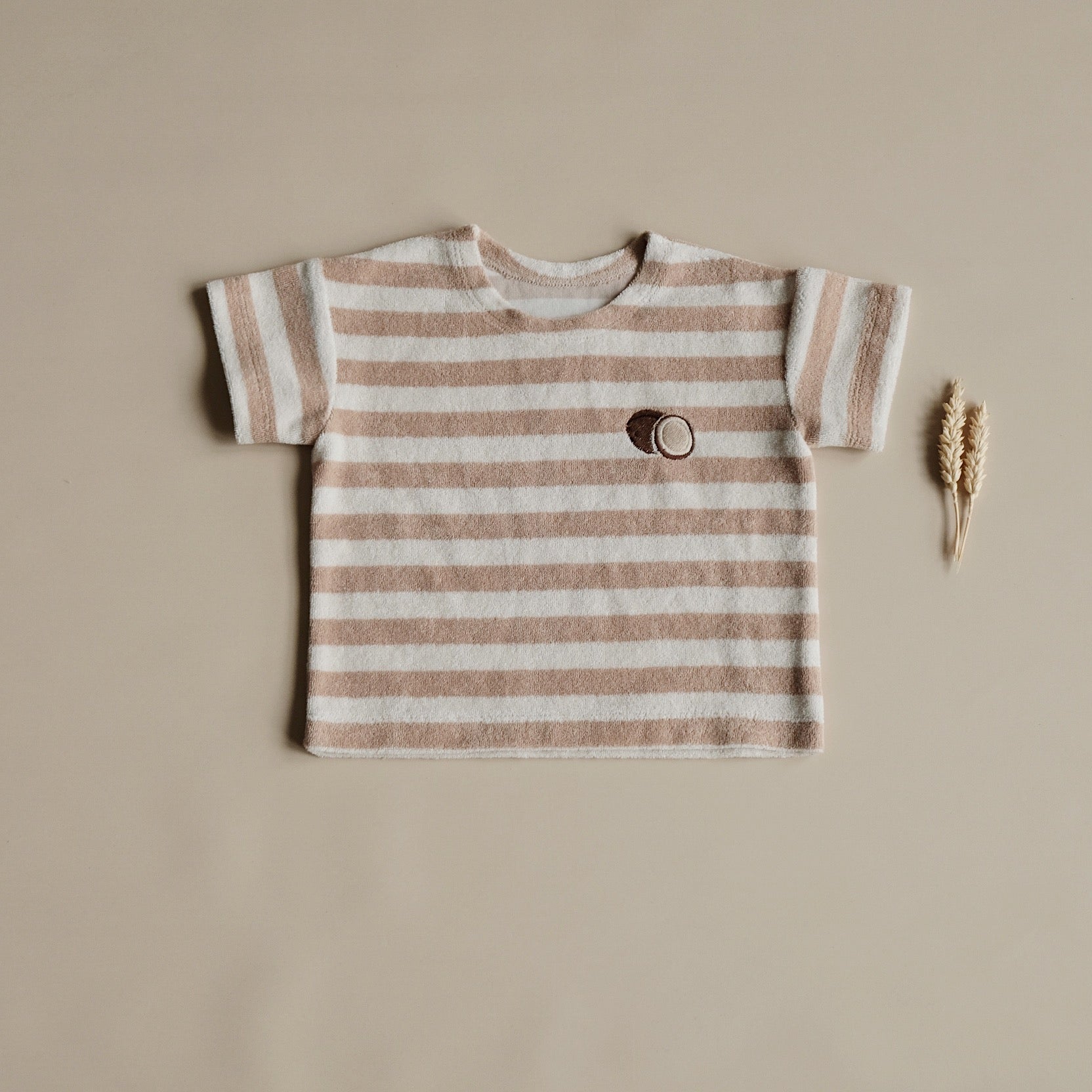 Organic Terry Shirt - Latte Striped