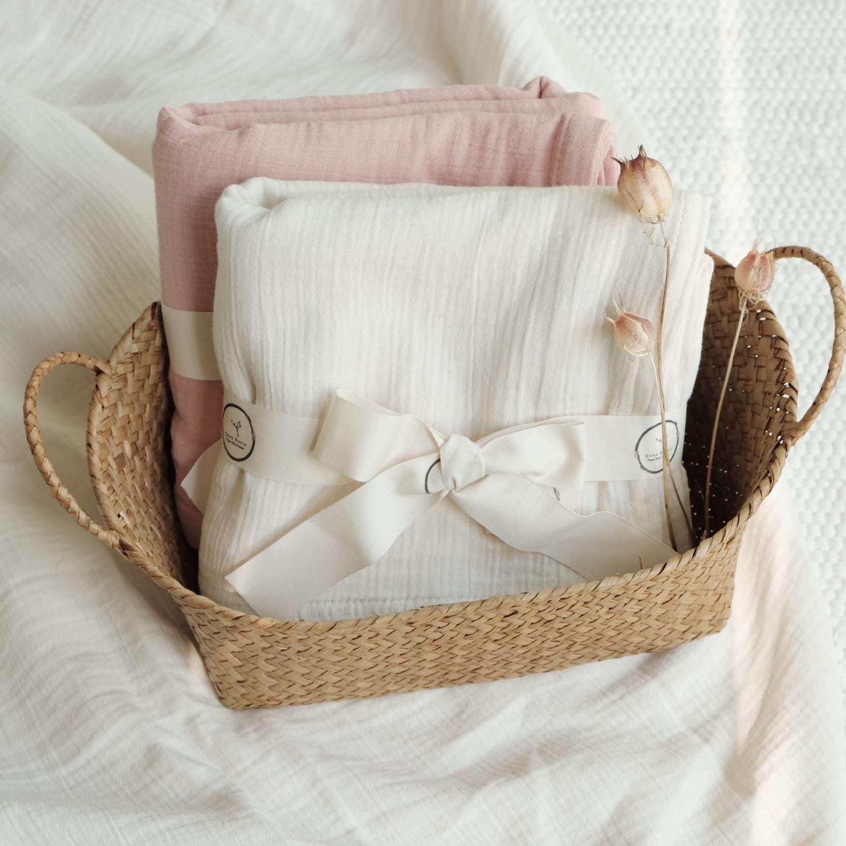 Organic Muslin Swaddle - Dusty Rose - 120x120cm