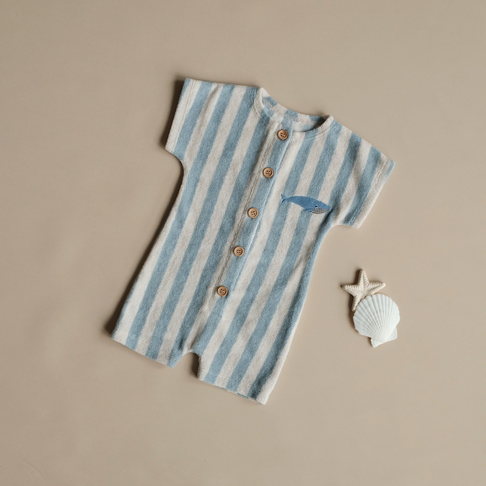 Organic Terry Onesie - Blue Striped