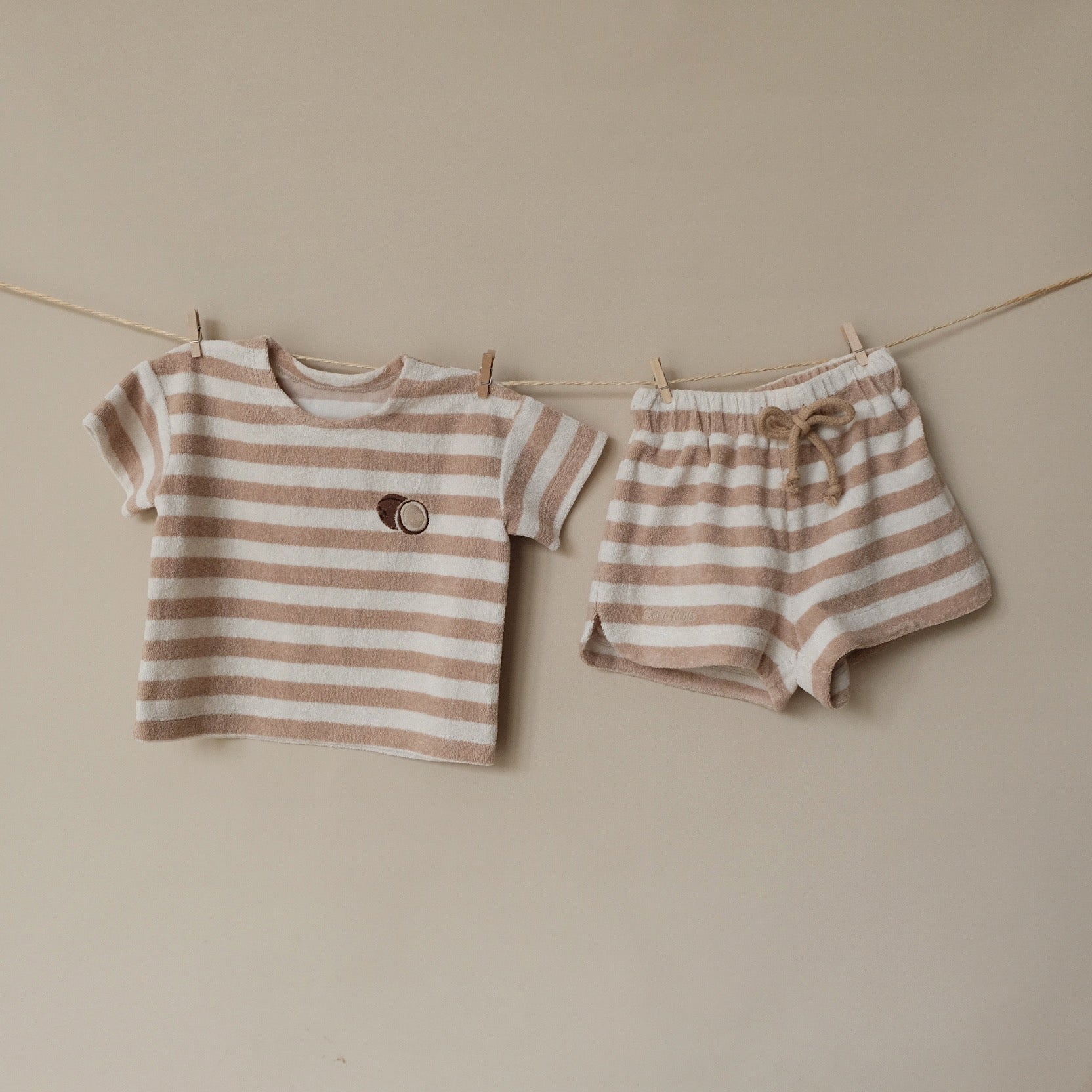 Organic Terry Shirt - Latte Striped