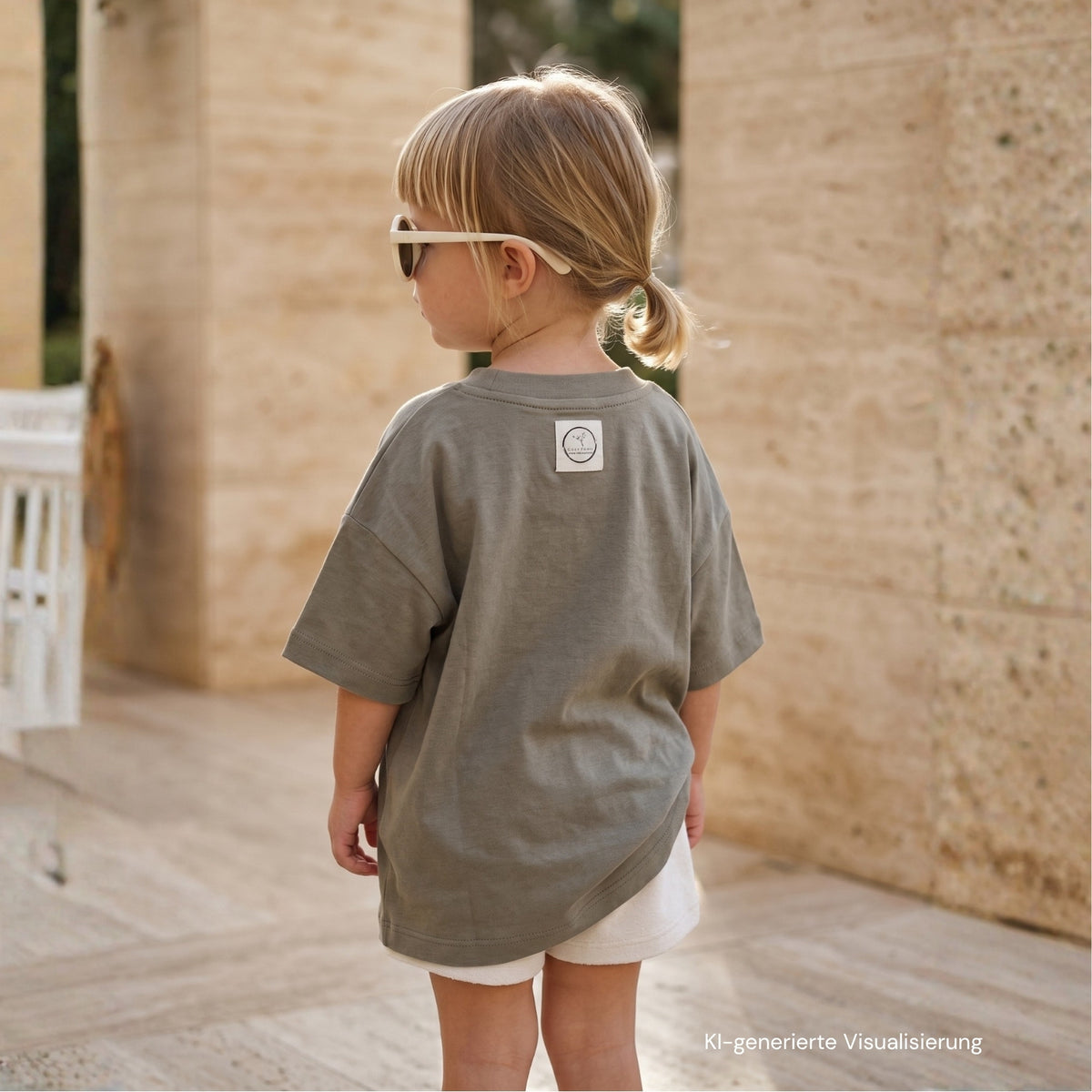 Organic Oversized Shirt - Khaki with Lemon Print