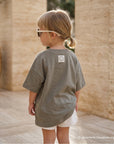 Organic Oversized Shirt - Khaki with Lemon Print