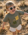 Organic Oversized Shirt - Khaki with Lemon Print