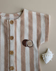 Organic Terry Onesie - Latte Striped