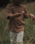 Organic Rib Leggings - Caramel Striped