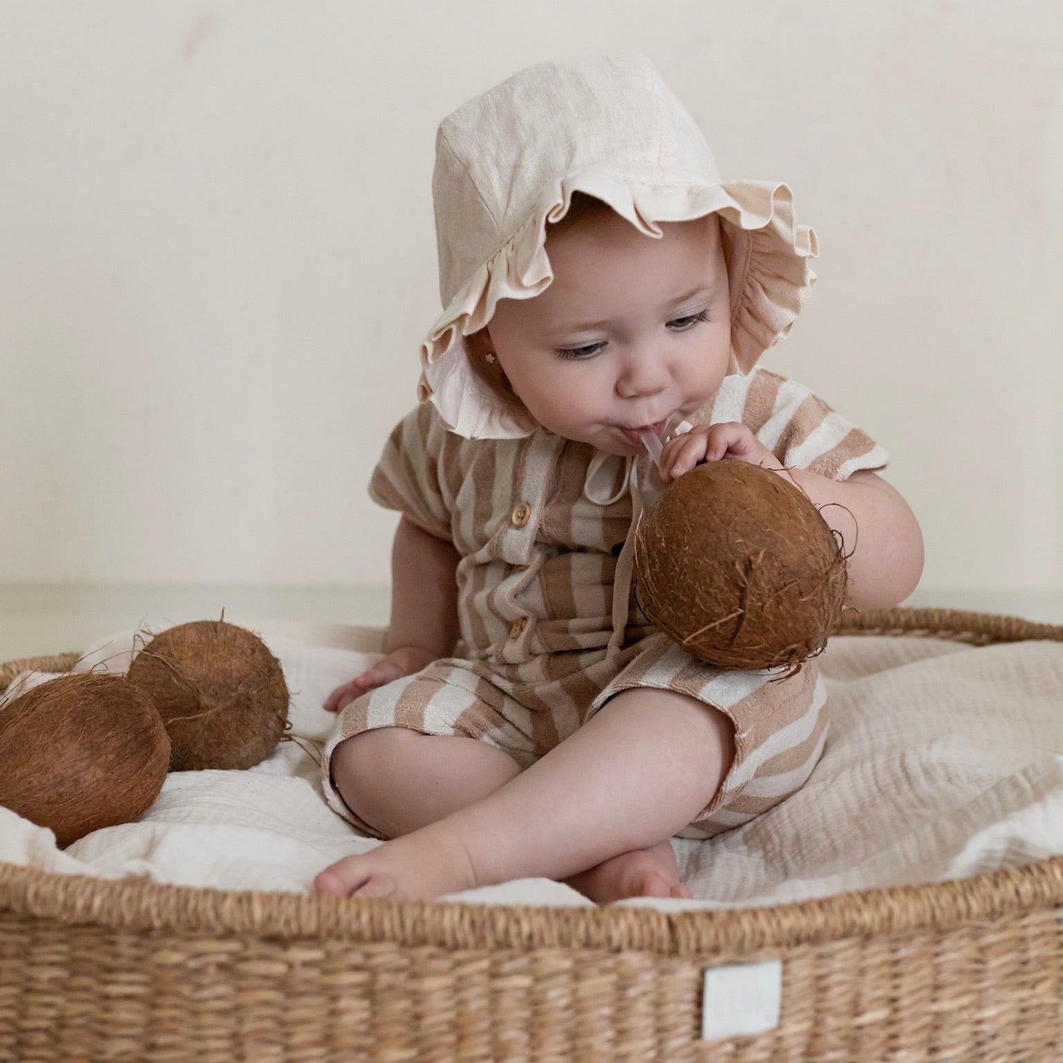 Organic Terry Onesie - Latte Striped