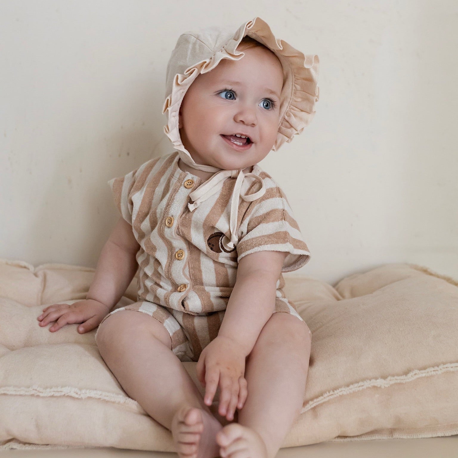 Organic Terry Onesie - Latte Striped