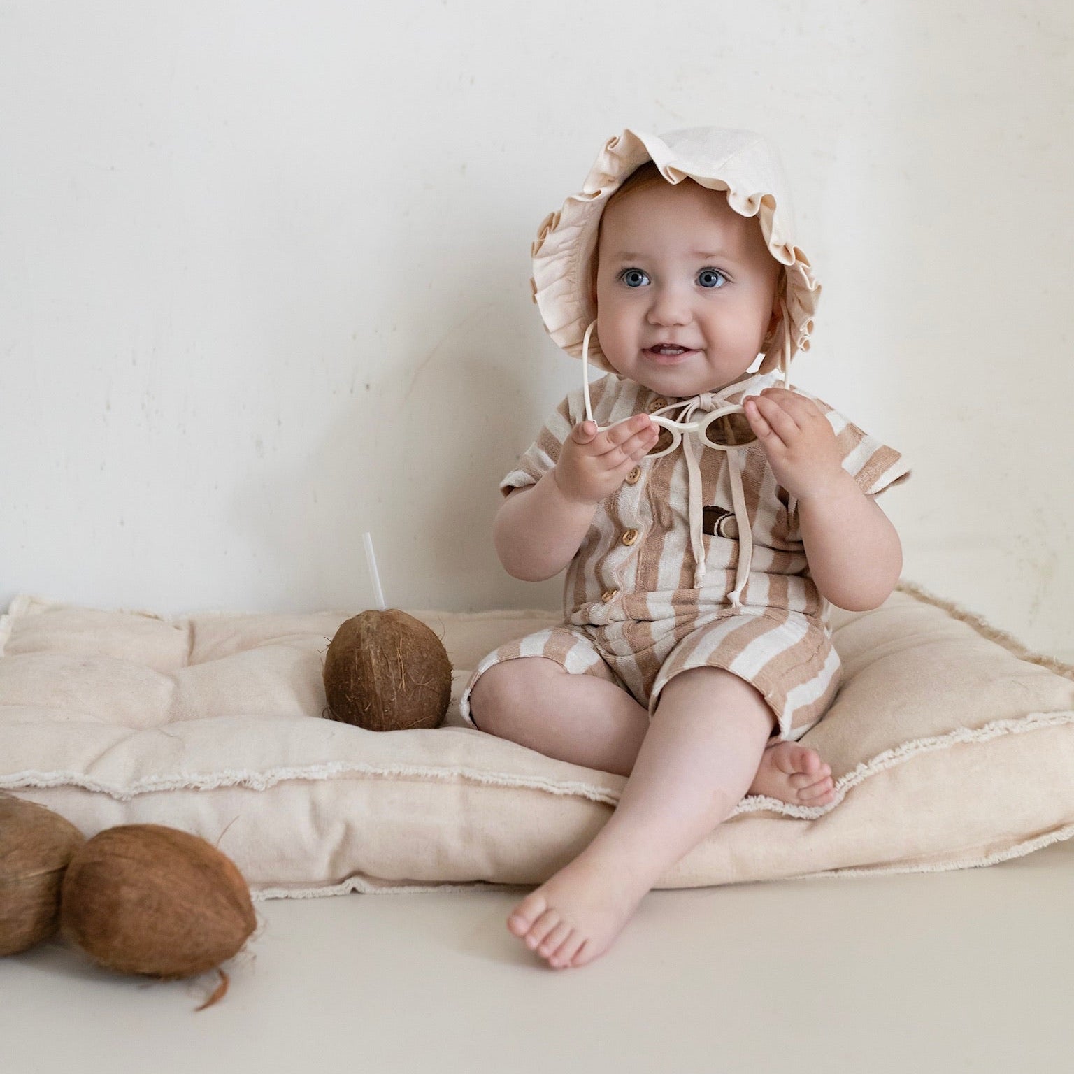 Organic Terry Onesie - Latte Striped