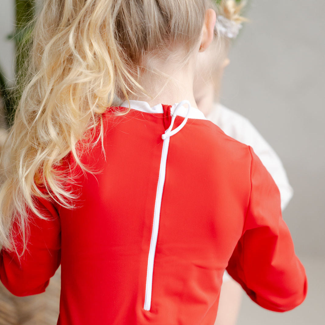 Sustainable UV Longsleeved Bathing Suit - Red (UV STANDARD 801)