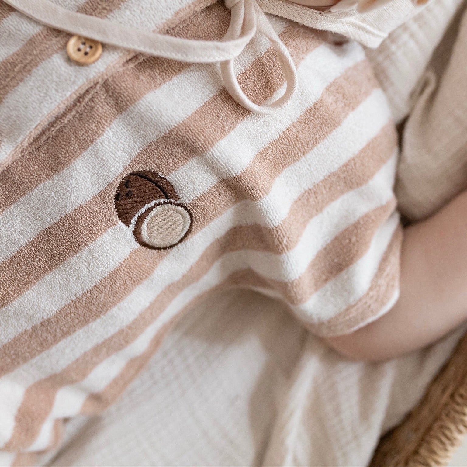 Organic Terry Onesie - Latte Striped