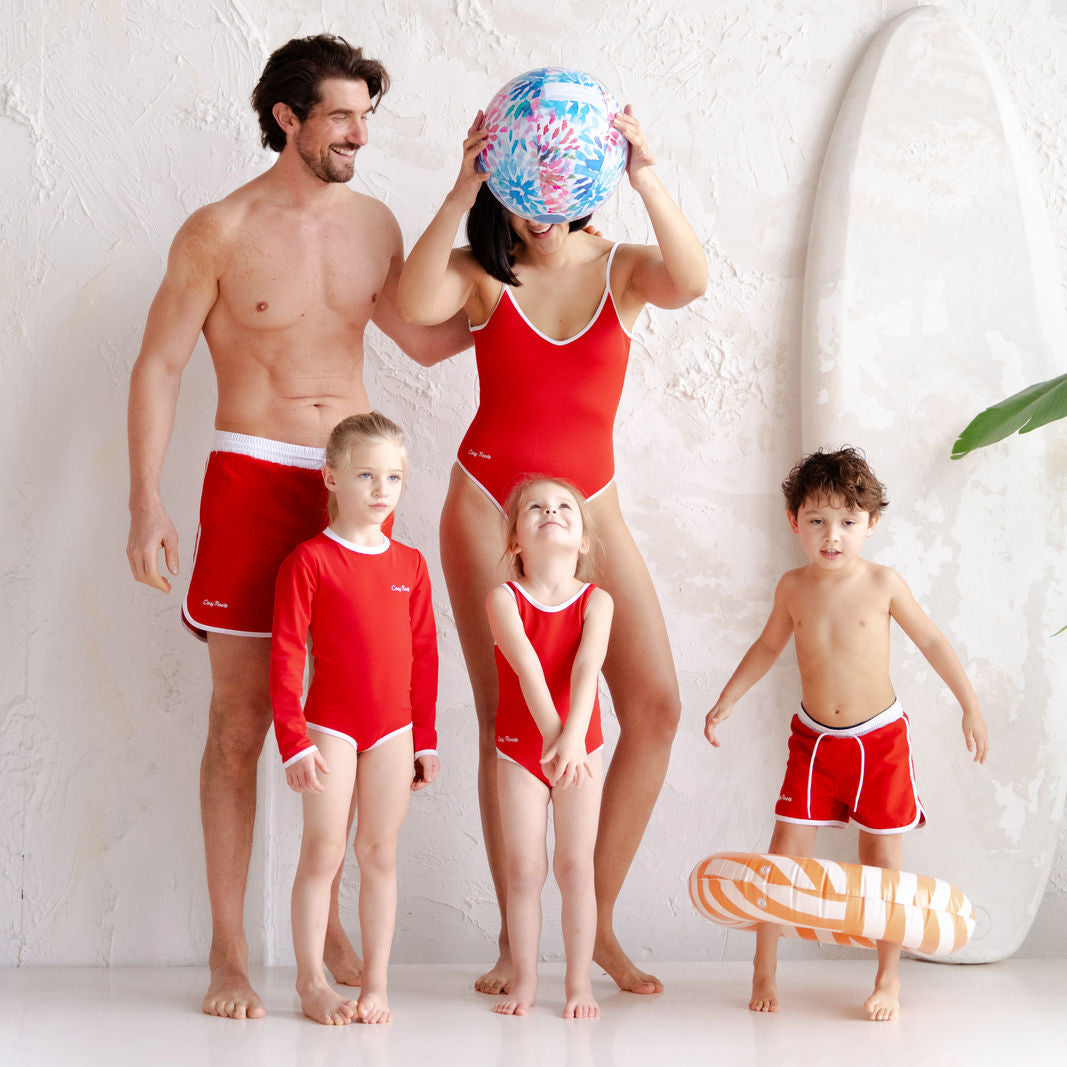 Sustainable UV Longsleeved Bathing Suit - Red (UV STANDARD 801)