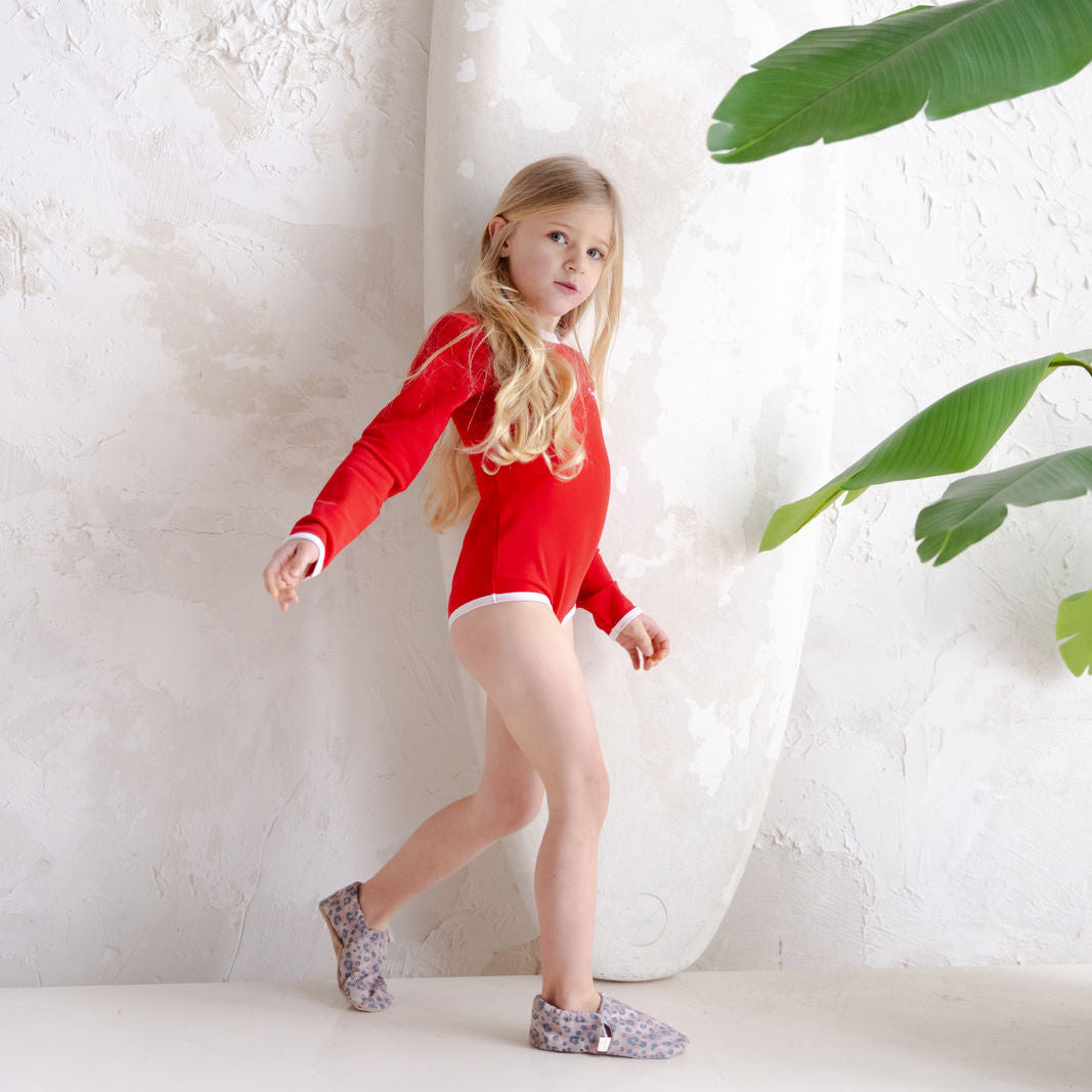 Sustainable UV Longsleeved Bathing Suit - Red (UV STANDARD 801)