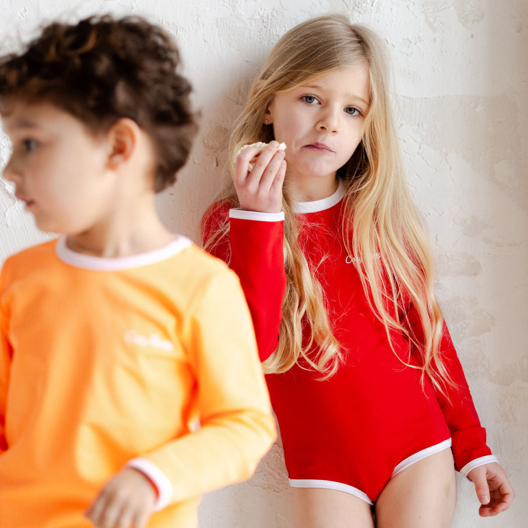 Sustainable UV Longsleeved Bathing Suit - Red (UV STANDARD 801)